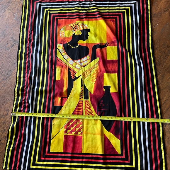 Wmns mumu Kalftan long satin like black/yellowl/red v neck cap sleeve one size - Picture 2 of 9